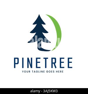 Abstraktes Kiefernbaum-Logo, das Buchstaben D bildet einfaches und einzigartiges Vektordesign Stock Vektor