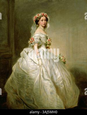 Ein Porträt der Prinzessin Alice von Großbritannien, gemalt von William Corden dem Jüngeren, zwischen 1859 und 1862. Dieses Öl auf Leinwand fängt das Bild von Prinzessin Alice, der zweiten Tochter von Königin Victoria, ein. Das Stück ist in der Royal Collection untergebracht. Stockfoto