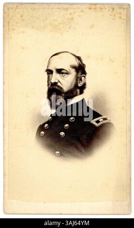 Dieses Foto von George Gordon Meade aus dem Jahr 1861-1865, einem General der Union während des Amerikanischen Bürgerkriegs, zeigt seine Rolle bei der Führung der Union zum Sieg in der Schlacht von Gettysburg. Stockfoto