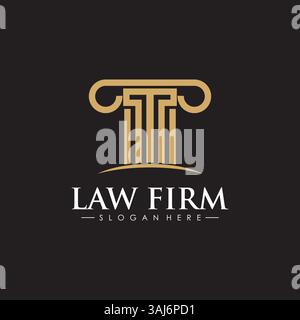 Anwaltskanzlei-Logo-Design in schwarzem Hintergrundvektor Stock Vektor