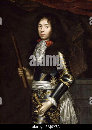 Dieses Doppelporträt von Henri Jules de Bourbon, Prinz von Condé, wurde von Justus van Egmont zwischen 1662 und 1666 gemalt. Das Ölgemälde zeigt den jungen Prinzen mit seinem Vater Louis II. De Bourbon, bekannt als Grand Condé. Das Kunstwerk befindet sich im Schloss Versailles. Stockfoto