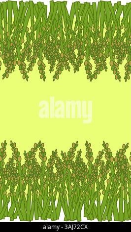 Spargelrahmen nahtloser horizontaler Rand. Kartenschablone mit frischem Bio-Veggie-Druck für Küche, Menü und Lebensmittelverpackung. Handgezeichneter flacher Vektor Stock Vektor