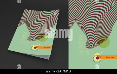 Cover Design Vorlage. Muster mit optischer Illusion. Geeignet für Plakate, Banner, Bucheinbände, Broschüren, Planer oder Notizbücher. 3D-Vektor illus Stock Vektor