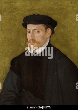 Das „Porträt eines Mannes“ eines Anhängers Ludger Tom Ring des Jüngeren, das zwischen 1522 und 1584 gemalt wurde, stellt eine detaillierte Darstellung eines Individuums aus dem 16. Jahrhundert dar, das die Merkmale und den Stil dieser Zeit erfasst. Stockfoto