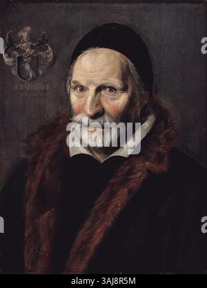 Porträt von Jacobus Hendricksz Zaffius von Frans Hals, gemalt 1611. Das Werk zeigt das Thema im Alter von 77 Jahren mit der Inschrift „AETATIS SVAE 77 Ano 1611“. Stockfoto