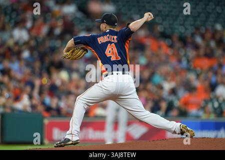 20. August 2017: Der Houston Astros Starting Pitcher Brad Peacock (41) ist der Starting Pitcher bei einem Major League Baseball Spiel zwischen den Oakland Athletics und den Houston Astros im Minute Maid Park in Houston, Texas. Chris Brown/CSM(Kreditbild: &Copy; Chris Brown/CSM via ZUMA Wire) Stockfoto