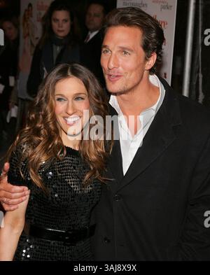 9. März 2006 – New York City, New York, USA – 8. März 2006 – New York, NY – Sarah Jessica Parker und Matthew McConaughey bei der Premiere von „Failure to Launch“. Foto: Jackson Lee/Admedia Stockfoto