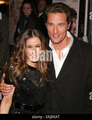 9. März 2006 – New York City, New York, USA – 8. März 2006 – New York, NY – Sarah Jessica Parker und Matthew McConaughey bei der Premiere von „Failure to Launch“. Foto: Jackson Lee/Admedia Stockfoto