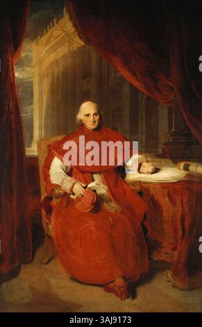 Dieses Ölgemälde von Thomas Lawrence aus dem Jahr 1819 zeigt Ercole, Kardinal Consalvi, einen prominenten italienischen Kirchenmann und Diplomaten. Das Porträt, das Teil der Royal Collection ist, spiegelt die würdevollen und prächtigen Merkmale des Kardinals wider und spiegelt Lawrences meisterhafte Verwendung von Licht und Detail wider. Stockfoto