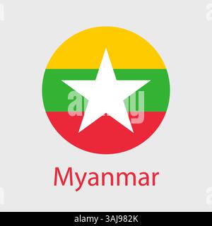 Symbol für Myanmar-Flagge. Offizielle Vektor-Birma-Flagge isoliert auf weißem Hintergrund Stock Vektor