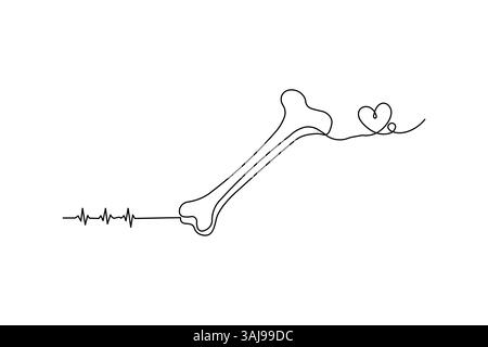 Einzeiliges Objekt-Vektorgrafik des Hundeknochens isolierter schwarzer weißer Hintergrund Stock Vektor