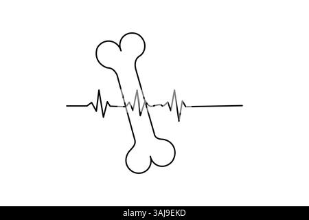 Einzeiliges Objekt-Vektorgrafik des Hundeknochens isolierter schwarzer weißer Hintergrund Stock Vektor