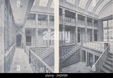 Dieses digitalisierte Bild von Hermann Muthesius aus dem Jahr 1916 zeigt die mechanische Seidenweberei Michels & Cie in Nowawes, die 1926 von Elektrola übernommen und während des Krieges zerstört wurde. Stockfoto