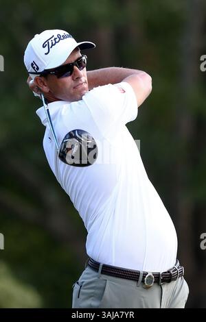 10. August 2017 – Charlotte, North Carolina, USA – Adam Scott spielt das 18. Loch während der ersten Runde der 99. PGA Championship im Quail Hollow Club. (Bild: © Debby Wong via ZUMA Wire) Stockfoto