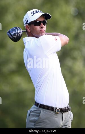 10. August 2017 – Charlotte, North Carolina, USA – Adam Scott spielt das 18. Loch während der ersten Runde der 99. PGA Championship im Quail Hollow Club. (Bild: © Debby Wong via ZUMA Wire) Stockfoto
