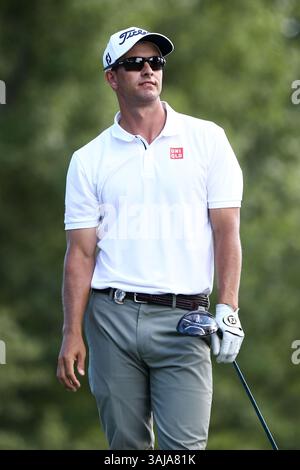 10. August 2017 – Charlotte, North Carolina, USA – Adam Scott spielt das 18. Loch während der ersten Runde der 99. PGA Championship im Quail Hollow Club. (Bild: © Debby Wong via ZUMA Wire) Stockfoto