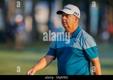 10. August 2017: Scott Hebert aus den Vereinigten Staaten geht in der ersten Runde der 99. PGA Championship im Quail Hollow Club in Charlotte, NC, zum 11. Abschlag. (Scott Kinser/Cal Sport Media)(Credit Image: &Copy; Scott Kinser/CSM via ZUMA Wire) Stockfoto