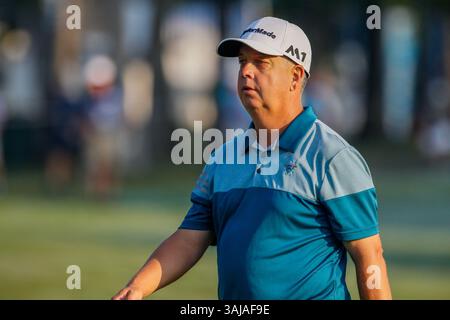 10. August 2017: Scott Hebert aus den Vereinigten Staaten geht in der ersten Runde der 99. PGA Championship im Quail Hollow Club in Charlotte, NC, zum 11. Abschlag. (Scott Kinser/Cal Sport Media)(Credit Image: &Copy; Scott Kinser/CSM via ZUMA Wire) Stockfoto