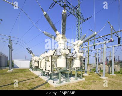 Hochspannungsanlage Weixdorf, Dresden, Deutschland, Europa Stockfoto