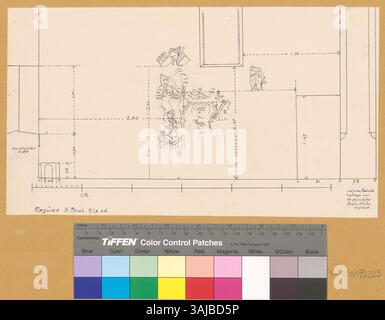 Dieser Druck zeigt die Kirche St. Paul in Raezüns, Schweiz, mit ihren architektonischen Merkmalen und ihrer historischen Bedeutung. Stockfoto