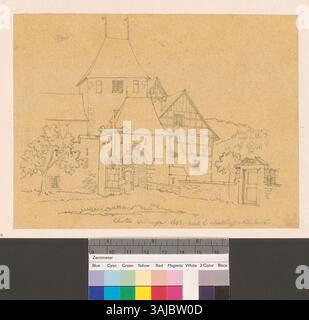 Johann Rudolf Rahns zwischen 1860 und 1910 entstandene Illustration zeigt eine Außenansicht des Klosters Wettingen nach dem Originalentwurf von L. Schulthess-Kaufmann aus dem Jahr 1843. Stockfoto