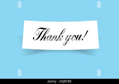 Danksagungsbanner – minimalistischer Whitepaper Ausschnitt auf blauem Hintergrund Dankbarkeitskartendesign für Unternehmen, Präsentationen oder Veranstaltungen Stock Vektor