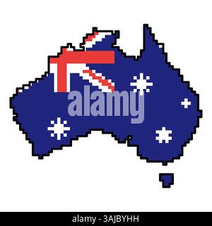 Gepixelte Weltkartensymbole im 8-Bit-Stil mit über 190 Ländern. Perfekt für digitale Kunst, Bildungsprojekte und thematische Designs. Stock Vektor