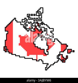 Gepixelte Weltkartensymbole im 8-Bit-Stil mit über 190 Ländern. Perfekt für digitale Kunst, Bildungsprojekte und thematische Designs. Stock Vektor