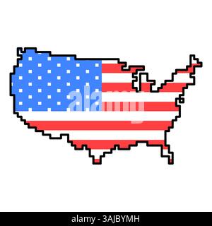 Gepixelte Weltkartensymbole im 8-Bit-Stil mit über 190 Ländern. Perfekt für digitale Kunst, Bildungsprojekte und thematische Designs. Stock Vektor