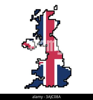 Gepixelte Weltkartensymbole im 8-Bit-Stil mit über 190 Ländern. Perfekt für digitale Kunst, Bildungsprojekte und thematische Designs. Stock Vektor