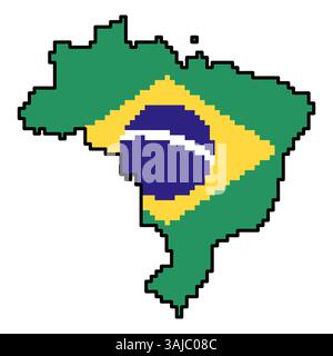 Gepixelte Weltkartensymbole im 8-Bit-Stil mit über 190 Ländern. Perfekt für digitale Kunst, Bildungsprojekte und thematische Designs. Stock Vektor