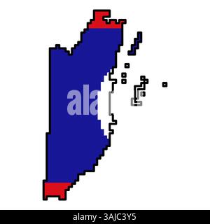 Gepixelte Weltkartensymbole im 8-Bit-Stil mit über 190 Ländern. Perfekt für digitale Kunst, Bildungsprojekte und thematische Designs. Stock Vektor