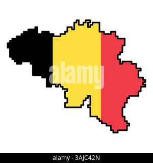 Gepixelte Weltkartensymbole im 8-Bit-Stil mit über 190 Ländern. Perfekt für digitale Kunst, Bildungsprojekte und thematische Designs. Stock Vektor