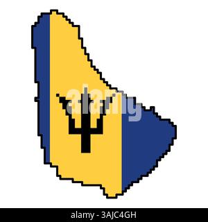 Gepixelte Weltkartensymbole im 8-Bit-Stil mit über 190 Ländern. Perfekt für digitale Kunst, Bildungsprojekte und thematische Designs. Stock Vektor