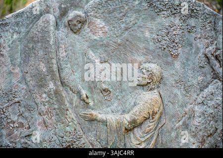 Die Qual Jesu im Garten, die Inschrift lautet: „Nicht mein Wille, sondern dein Wille, sei geschehen“ – Berg Križevac (der Kreuzberg) in Medjugorje. Stockfoto