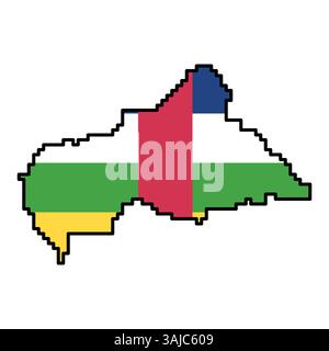 Gepixelte Weltkartensymbole im 8-Bit-Stil mit über 190 Ländern. Perfekt für digitale Kunst, Bildungsprojekte und thematische Designs. Stock Vektor