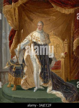 Werkstatt von Francois Gérard (1770–1837), Französisch. Porträt von König Karl X. in Krönungskleidung. Öl auf Leinwand. Private Sammlung. Stockfoto