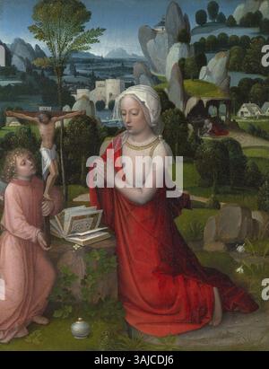 Das Gemälde „die Magdalen in einer Landschaft“ von Albert Cornelis (um 1475–1532), das um 1510–1520 entstand, zeigt Maria Magdalena in einer ruhigen Landschaft. Das Kunstwerk, das in der National Gallery untergebracht ist, ist ein schönes Beispiel für religiöse Kunst aus der frühen Renaissance. Stockfoto