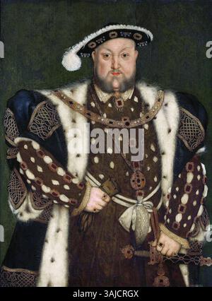 Ein Porträt Heinrichs VIII. Aus den 1540er Jahren, das Hans Holbein dem Jüngeren oder Lucas Horenbout zugeschrieben wurde und den König von England zeigt, das im Nationalmuseum in Warschau untergebracht ist. Stockfoto