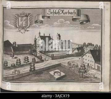 Michael Wenings detaillierte Arbeit über Bayern erforscht die Städte, Märkte und Klöster der Region und betont dabei die vielfältigen natürlichen Ressourcen wie Salz, Mineralien, Seen und Wälder. Es enthält umfangreiche historische Dokumentation und Berichte über die Agrar- und Kulturgeschichte der Gegend. Stockfoto