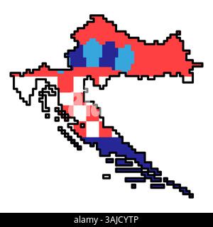 Gepixelte Weltkartensymbole im 8-Bit-Stil mit über 190 Ländern. Perfekt für digitale Kunst, Bildungsprojekte und thematische Designs. Stock Vektor
