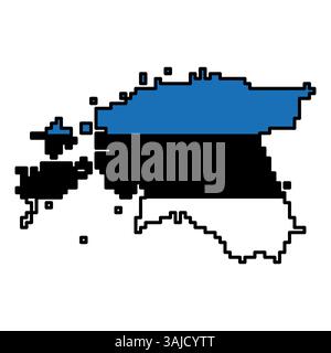 Gepixelte Weltkartensymbole im 8-Bit-Stil mit über 190 Ländern. Perfekt für digitale Kunst, Bildungsprojekte und thematische Designs. Stock Vektor