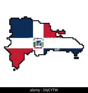Gepixelte Weltkartensymbole im 8-Bit-Stil mit über 190 Ländern. Perfekt für digitale Kunst, Bildungsprojekte und thematische Designs. Stock Vektor