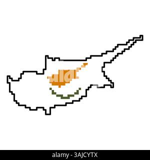 Gepixelte Weltkartensymbole im 8-Bit-Stil mit über 190 Ländern. Perfekt für digitale Kunst, Bildungsprojekte und thematische Designs. Stock Vektor
