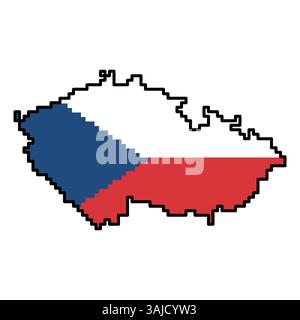 Gepixelte Weltkartensymbole im 8-Bit-Stil mit über 190 Ländern. Perfekt für digitale Kunst, Bildungsprojekte und thematische Designs. Stock Vektor