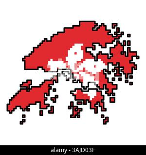 Gepixelte Weltkartensymbole im 8-Bit-Stil mit über 190 Ländern. Perfekt für digitale Kunst, Bildungsprojekte und thematische Designs. Stock Vektor