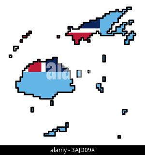 Gepixelte Weltkartensymbole im 8-Bit-Stil mit über 190 Ländern. Perfekt für digitale Kunst, Bildungsprojekte und thematische Designs. Stock Vektor