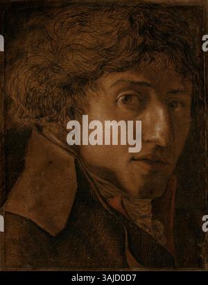 Dieses Selbstporträt von Antoine Maxime Monsaldy, das gegen Ende des 18. Oder frühen 19. Jahrhunderts entstanden ist, ist eine Zeichnung, die das Bild des Künstlers einfängt. Das Werk befindet sich im Musée Carnavalet in Paris. Stockfoto