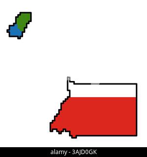 Gepixelte Weltkartensymbole im 8-Bit-Stil mit über 190 Ländern. Perfekt für digitale Kunst, Bildungsprojekte und thematische Designs. Stock Vektor