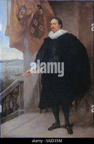 Dieses Porträt, das von Andries van Eertvelt zwischen 1625 und 1635 gemalt wurde, zeigt Nicolaes van der Borght, einen Kaufmann aus Antwerpen. Das Öl-auf-Leinwand-Werk ist im Rijksmuseum untergebracht und veranschaulicht den detaillierten Porträtstil des Frühbarock. Stockfoto